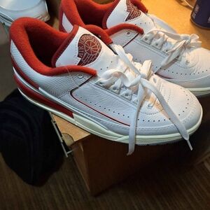 Jordan White and Red Athletic Shoes